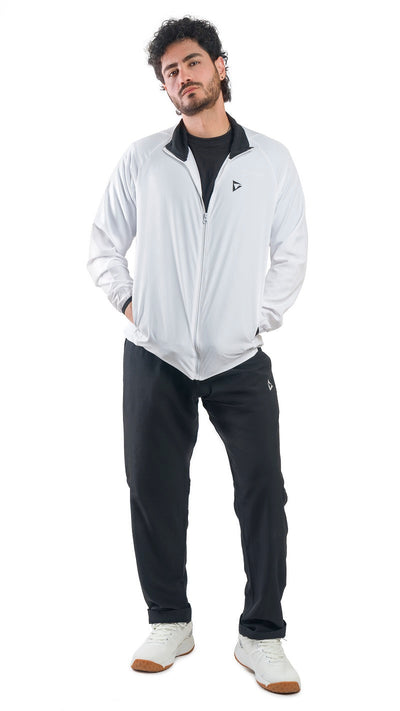 MICRO STRETCH WHITE/BLACK TRACK SUIT (MEN’S) - Premium  from Combaxx - Just Rs.6500! Shop now at Combaxx