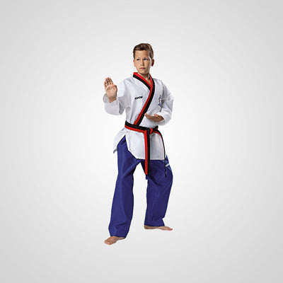 POOMSAE DOBOK FOR (BOYS) POOM NECK RED & BLACK - Premium  from Combaxx - Just Rs.7500! Shop now at Combaxx