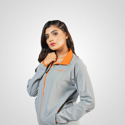 MICRO STRETCH TRACK SUIT (WOMEN’S) GREY ORANGE/BLACK - Premium  from Combaxx - Just Rs.5200! Shop now at Combaxx
